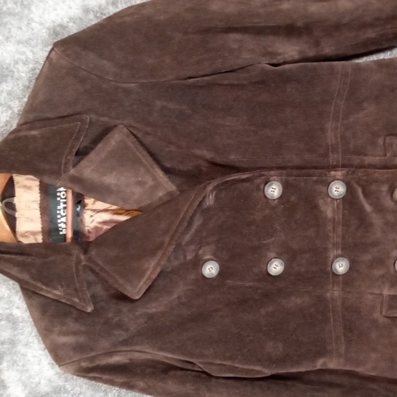 Kenneth Cole Reaction Chocolate Brown Leather Acadamia Y2k Jacket Small - Picture 2 of 11